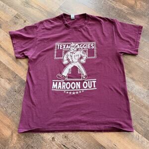 Texas A&M Aggies Maroon Out Tee Large Gildan Cotton Graphic